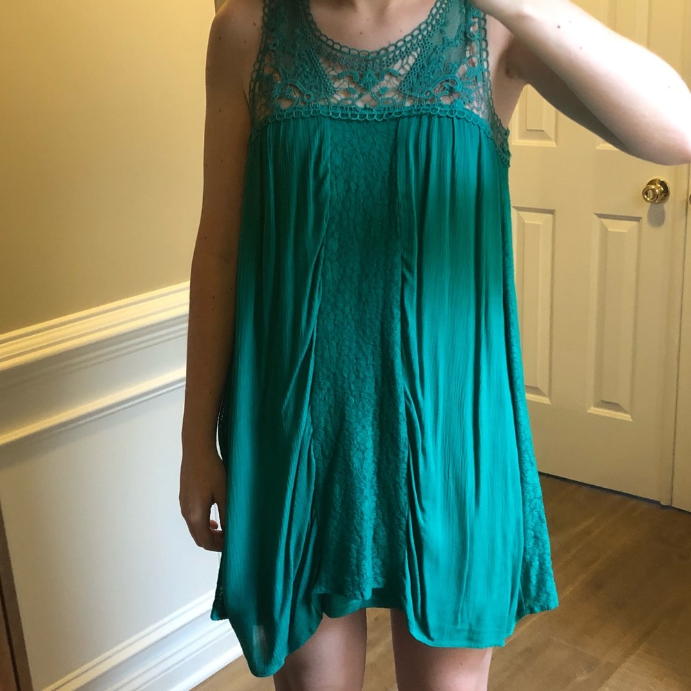 Alya green lace crochet mini dress